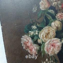 Henri Robbe Old Painting XIX 19th Still Life Flowers Bird Oil Wood Hsp