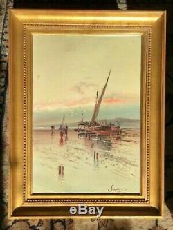 Henri Savigny Malfroy Pecheurs On Foot Etang De Berre Oil On Canvas Old