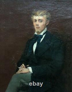 Henry Genois, Ancient Painting Signed And Dated 1879, Oil On Canvas, Portrait, 19th Century