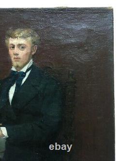 Henry Genois, Ancient Painting Signed And Dated 1879, Oil On Canvas, Portrait, 19th Century
