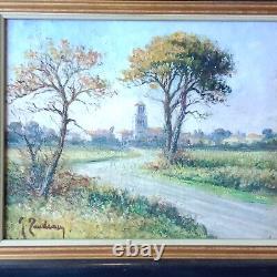 Impressionist Landscape Old Painting Oil on Canvas Signed Framed