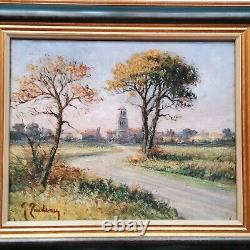 Impressionist Landscape Old Painting Oil on Canvas Signed Framed