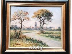 Impressionist Landscape Old Painting Oil on Canvas Signed Framed