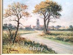 Impressionist Landscape Old Painting Oil on Canvas Signed Framed