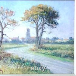 Impressionist Landscape Old Painting Oil on Canvas Signed Framed