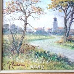 Impressionist Landscape Old Painting Oil on Canvas Signed Framed