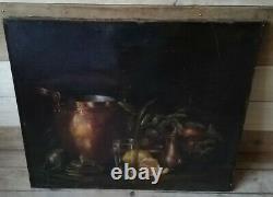 J. Imbault Oil On Canvas Still Life Fruit Lemon 19th Signed