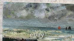 Jacques Petit (1925-2019) Signed Old Painting Oil Post-Impressionist Seascape