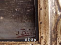 Jean Bain, Sunset, old painting oil on canvas signed