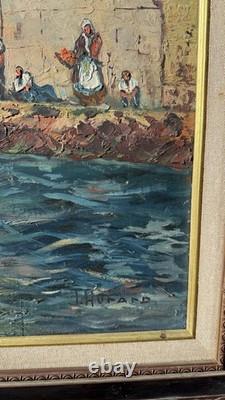 Joseph HURARD (1887-1956) Old painting signed Oil on panel Landscape Boats sea