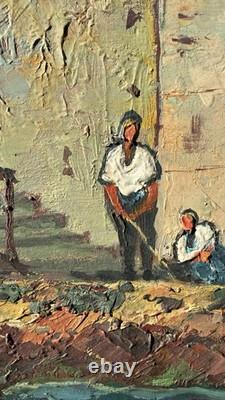 Joseph HURARD (1887-1956) Old painting signed Oil on panel Landscape Boats sea