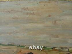 Julius Seyler Beautiful And Large Old Oil Painting On Cardboard Gatherers Of Seaweed