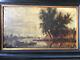 Lakeside Landscape/characters Large Oil On Old Flemish Canvas