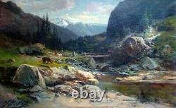 Landscape Of Pasture Ancient Painting Oil On Canvas