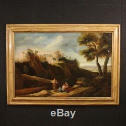 Landscape Oil Paintings On Canvas With Characters Old Style Frame