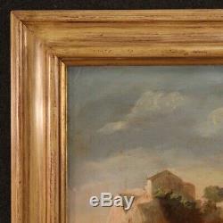 Landscape Oil Paintings On Canvas With Characters Old Style Frame