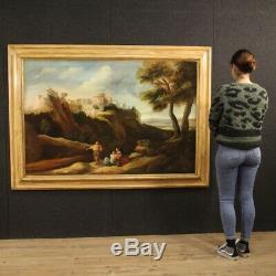 Landscape Oil Paintings On Canvas With Characters Old Style Frame