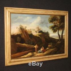 Landscape Oil Paintings On Canvas With Characters Old Style Frame