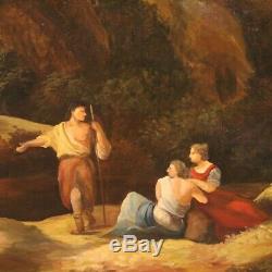 Landscape Oil Paintings On Canvas With Characters Old Style Frame