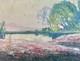 Landscape Oil On Cardboard Signed Bruyères En Fleur Circa 1930 Vintage Antique