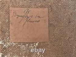 Landscape Oil on Cardboard Signed Bruyères En Fleur Circa 1930 Vintage Antique