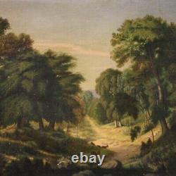 Landscape Painting Oil On Canvas Painting Bucolic 20th Century Old Style