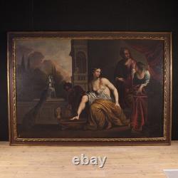Large Antique 18th-Century Italian Oil Painting on Canvas – Bathsheba at Her Bath