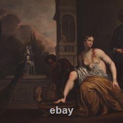 Large Antique 18th-Century Italian Oil Painting on Canvas – Bathsheba at Her Bath