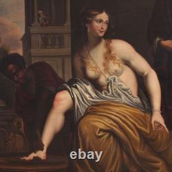 Large Antique 18th-Century Italian Oil Painting on Canvas – Bathsheba at Her Bath