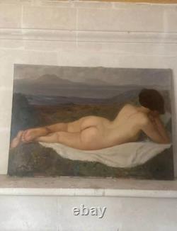 Large Antique Painting of Reclining Female Nude Oil on Canvas 111 x 77 cm 1900