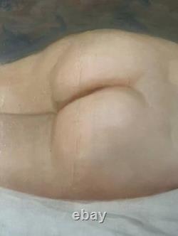 Large Antique Painting of Reclining Female Nude Oil on Canvas 111 x 77 cm 1900