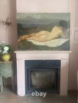Large Antique Painting of Reclining Female Nude Oil on Canvas 111 x 77 cm 1900
