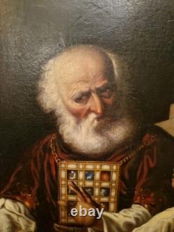 Large Format Old Painting Oil on Canvas Eli and Samuel 19th Century