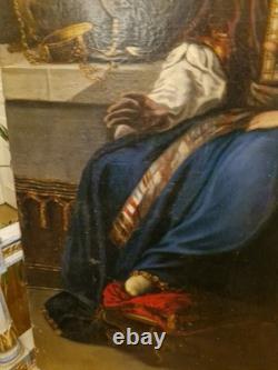 Large Format Old Painting Oil on Canvas Eli and Samuel 19th Century