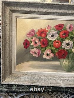 Large Oil on Canvas Antique Signed Depicting a Bouquet of Flowers