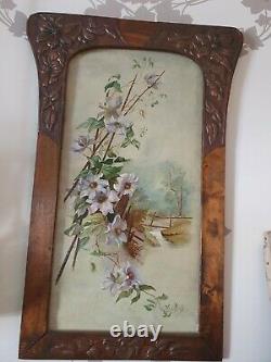 Large Old Art Nouveau Painting Signed Oil Painting On Still Life Cardboard