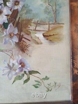 Large Old Art Nouveau Painting Signed Oil Painting On Still Life Cardboard