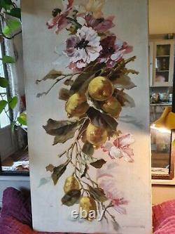 Large Old Oil Painting On Canvas Still Life Inspiration Catherine Klein 1
