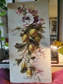 Large Old Oil Painting On Canvas Still Life Inspiration Catherine Klein 1