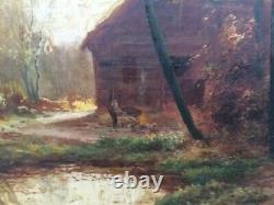 Large Old Oil Painting On Panel Of Kees Terlouw With Very Nice Wooden Frame