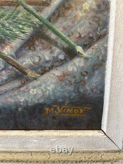 Large Old Oil on Canvas Signed Representing a Floral Composition