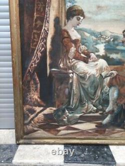 Large Old Painting, Oil On Canvas, Gallant Scene, Late 19th 19th And Early 20th Century