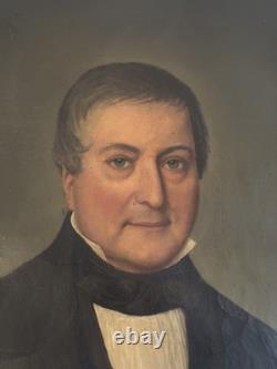Large Portrait of a Notable Man in 19th Century Costume, Old Painting, Oil to Restore