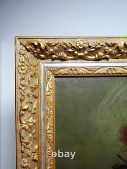 Large antique oil on canvas painting, bouquet of roses, signed, circa 1890-1910