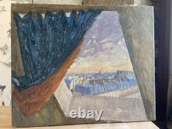 Large antique painting by Louis Peyré Oil on canvas 85×54