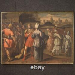 Large antique painting of a historical scene from the 18th century oil on canvas