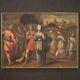 Large Antique Painting Of A Historical Scene From The 18th Century Oil On Canvas