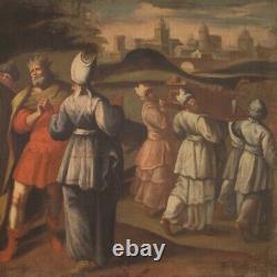 Large antique painting of a historical scene from the 18th century oil on canvas