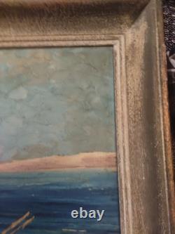 Large old painting oil on canvas by LENDAL marine with character