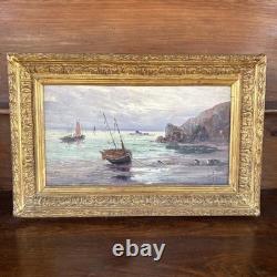 Léo Spanoghe (1874–1955) Oil on panel, seascape, signed, antique frame, 57 cm
